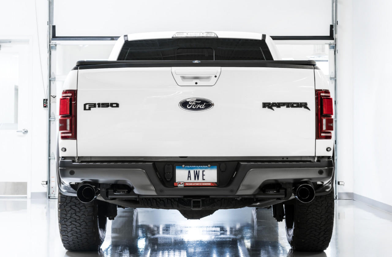 AWE Tuning AWE 0FG Exhaust for Gen 2 Ford Raptor (Resonated Performance Cat-back) - Diamond Black 5" Tips 3015-33106 