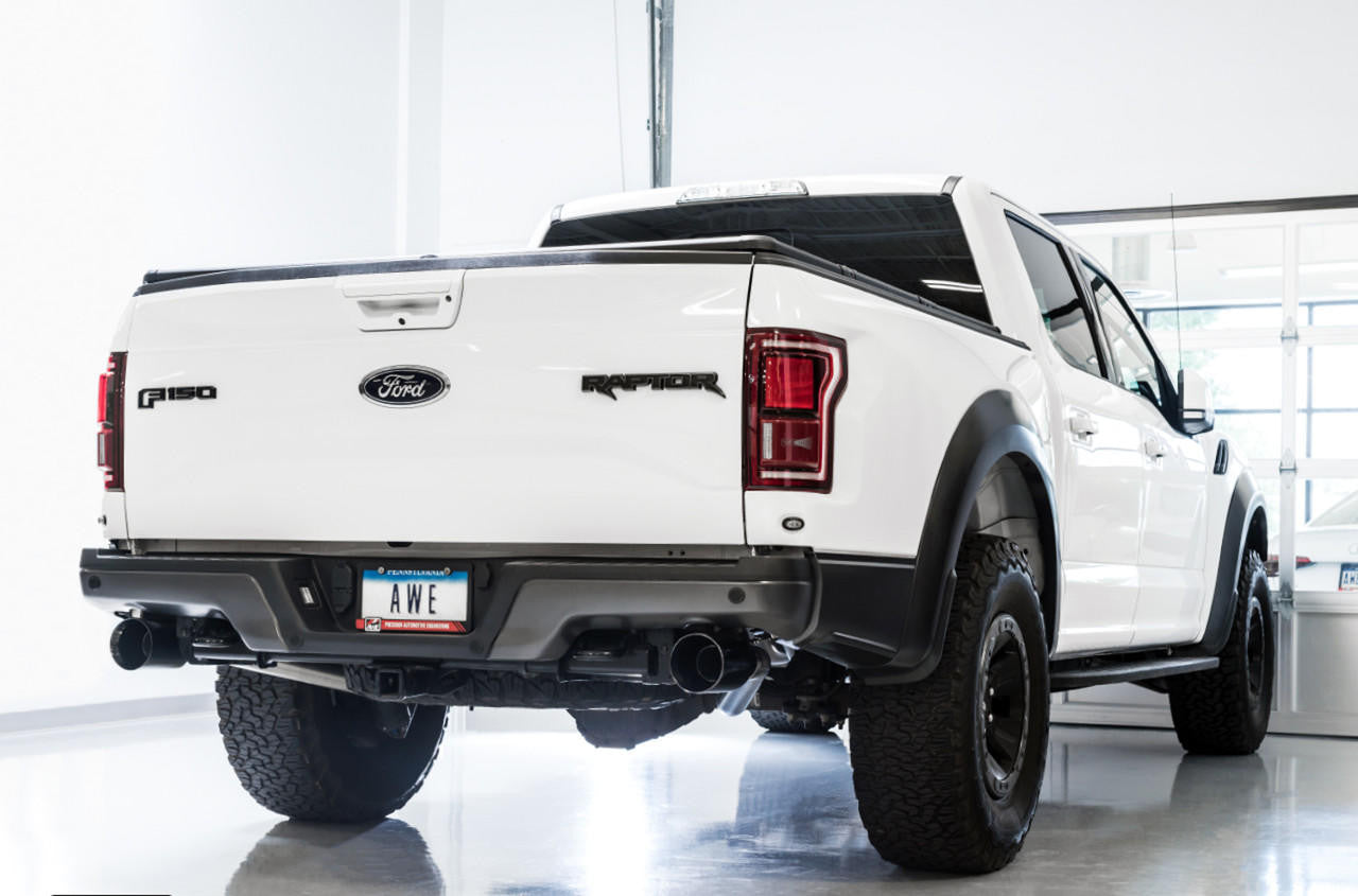 AWE Tuning AWE 0FG Exhaust for Gen 2 Ford Raptor (Resonated Performance Cat-back) - Diamond Black 5" Tips 3015-33106 