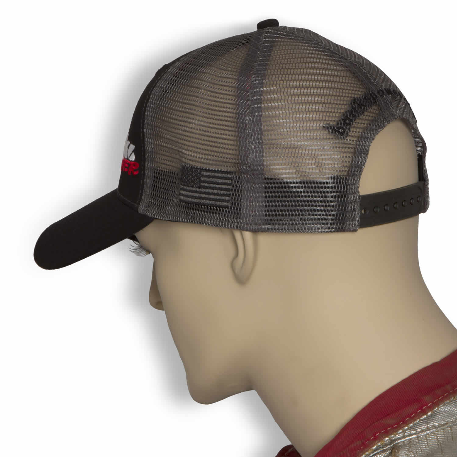 Power Hat Twill/Mesh Black/Gray/WhiteRed Curved Bill Snap Backstrap Banks Power