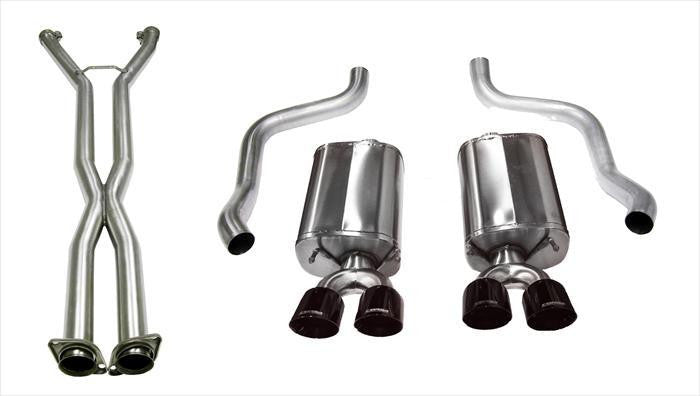2.5 Inch Cat-Back Sport Dual Exhaust w- Black 3.5 Inch Tips 09-13 Corvette 6.2L Stainless Steel