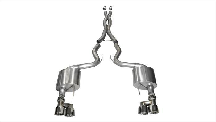 3.0 Inch Cat-Back Xtreme Dual Exhaust 4.0 Inch Polished Tips 15-Present Ford Mustang GT Fastback (No Valves) 5.0L V8 Stainless Steel