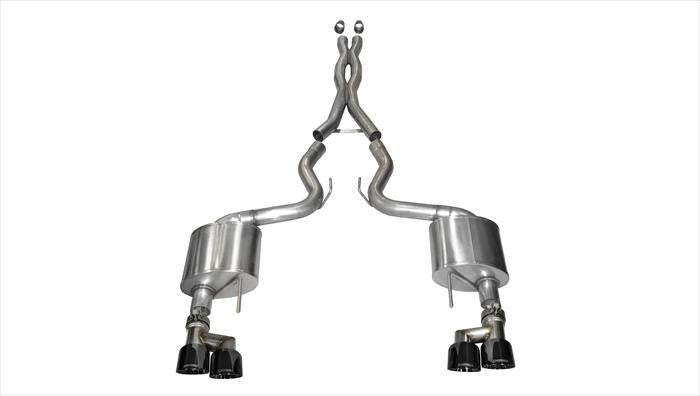 3.0 Inch Cat-Back Xtreme Dual Exhaust 4.0 Inch Black Tips 15-Present Ford Mustang GT Fastback (No Valves) 5.0L V8 Stainless Steel