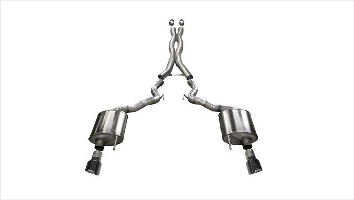 3.0 Inch Cat-Back Sport Dual Exhaust 4.5 Inch Black Tips 15-17 Ford Mustang GT Convertible 5.0L V8 Stainless Steel