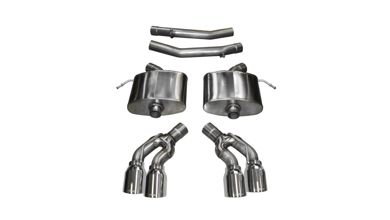 2.75 Inch Axle-Back Xtreme Dual Exhaust 4.0 Inch Polished Tips 16-Present Cadillac CTS-V Sedan 6.2L V8 Stainless Steel