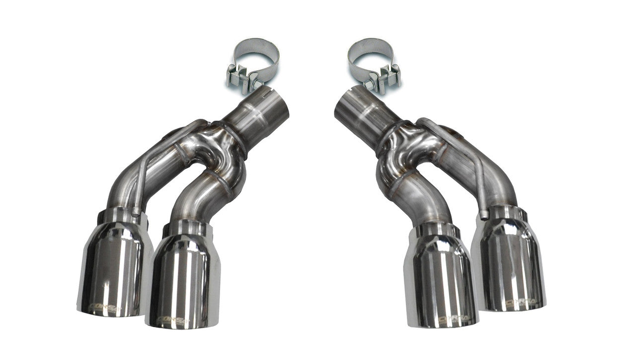 Two Twin 4.0 Inch Polished Tips Clamps Included Dual Rear Exit For Corsa Cadillac CTS-V Exhaust Only Stainless Steel