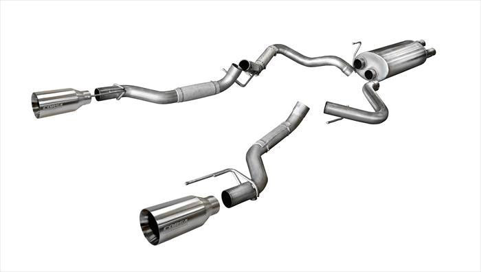 3.0 Inch Cat-Back Sport Dual Rear Exhaust 5 Inch Satin Polished Tips 17-Present Ford F150 Raptor EcoBoost 3.5L V6 Turbo SuperCab 133.0 Inch-SuperCrew 145 Inch Wheelbase Stainless Steel