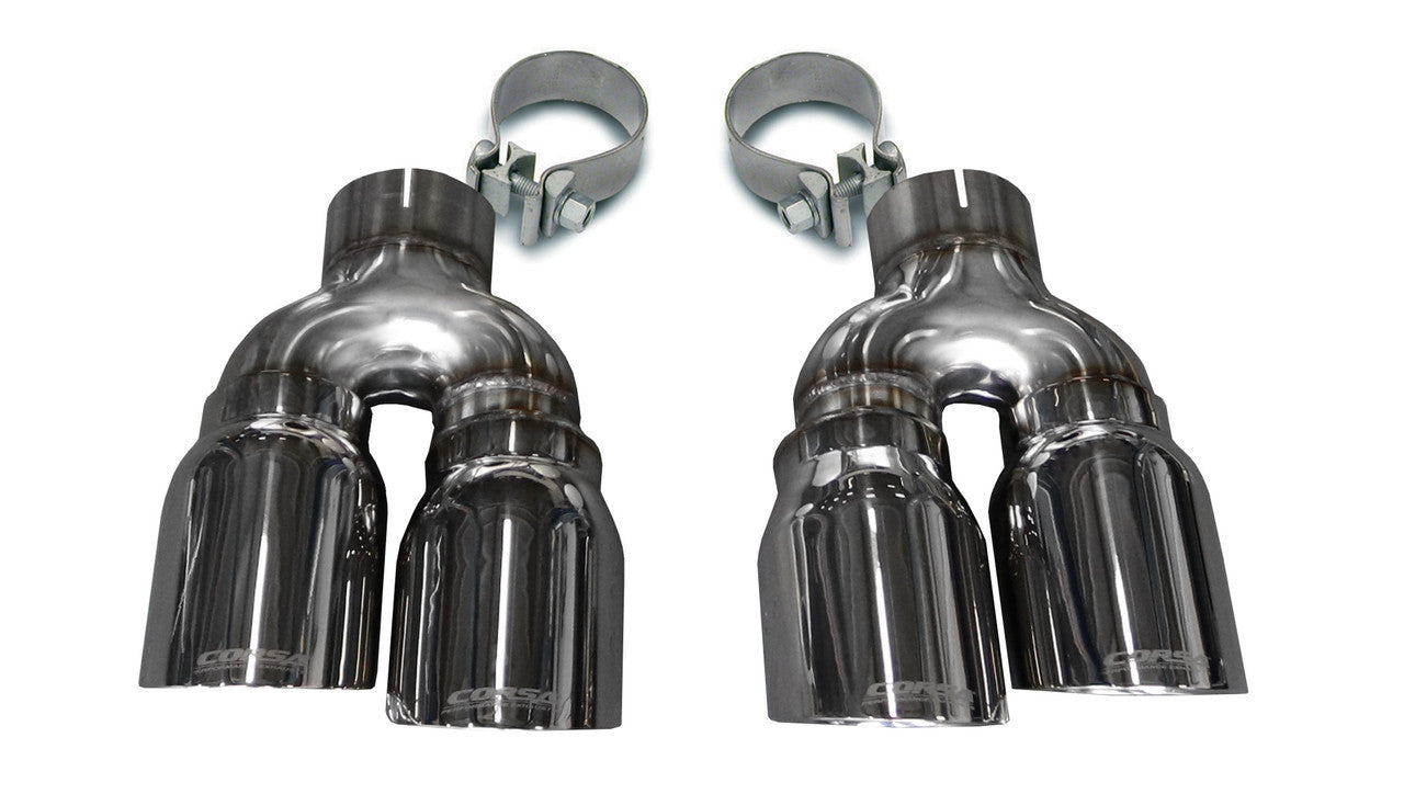 Two Twin 4.0 Inch Polished Tips Clamps Included Dual Rear Exit For Corsa Cadillac ATS-V Exhaust Only Stainless Steel