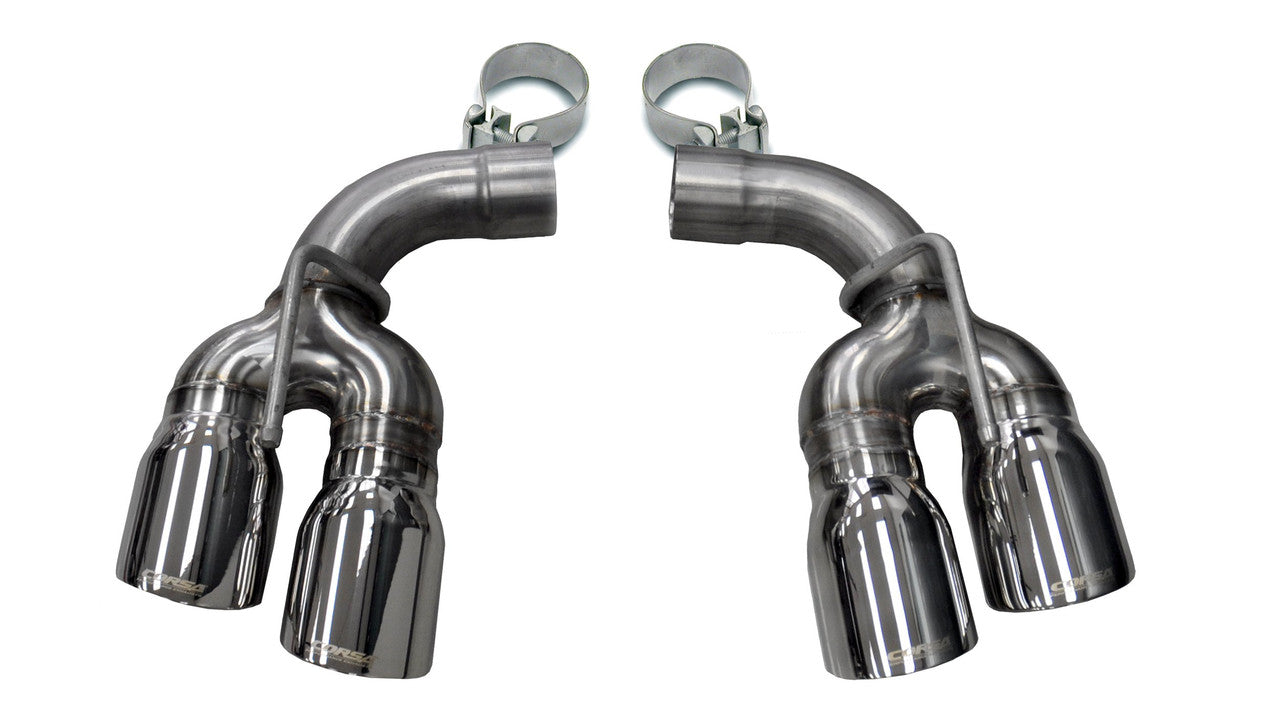 Two Twin 4.0 Inch Polished Tips Clamps Included Dual Rear Exit For Corsa Camaro SS-ZL1 Exhaust Only Stainless Steel