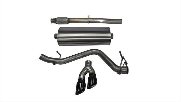 3.0 Inch Cat-Back Sport Single Side Exit Exhaust 4.0 Inch Black Tips 14-Present Silverado-Sierra-Denali Crew-Double Cab-Short-Standard Bed 5.3L V8 143.5 Inch WB Stainless Steel