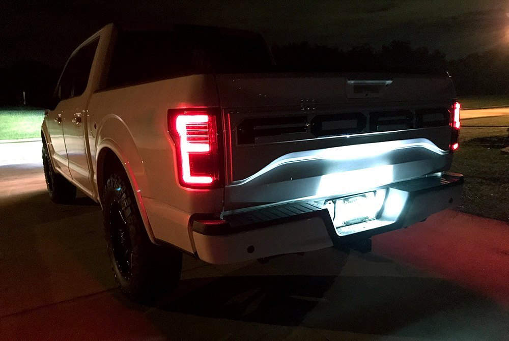 RECON Ford F150 15-20 & Raptor 17-20 (Replaces OEM LED Style Tail Lights w Blind Spot Warning System) OLED Tail Lights Smoked Lens