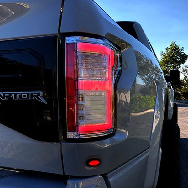 RECON Ford F150 15-20 & Raptor 17-20 (Replaces OEM LED Style Tail Lights w Blind Spot Warning System) OLED Tail Lights Clear Lens