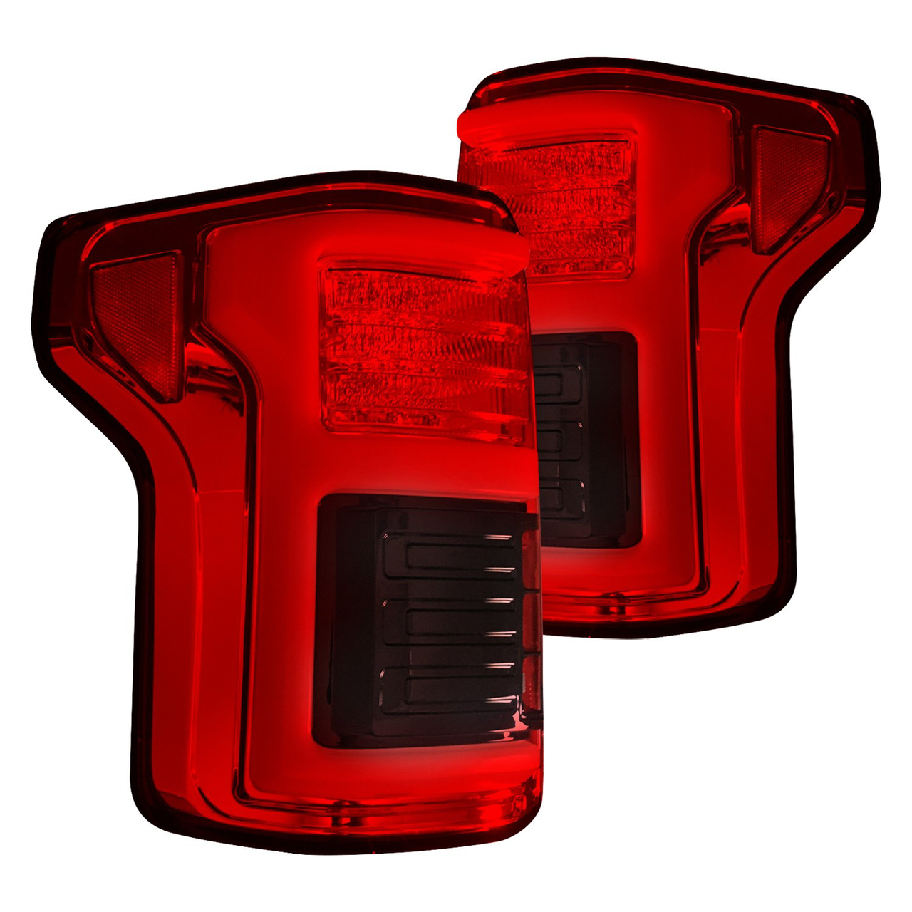 RECON Ford F150 15-20 & Raptor 17-20 (Replaces OEM LED Style Tail Lights w Blind Spot Warning System) OLED Tail Lights Red Lens