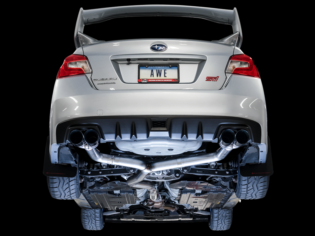 AWE Track Edition Exhaust for VA - GV WRX - STI Sedan - Chrome Silver Quad Tips (102mm)
