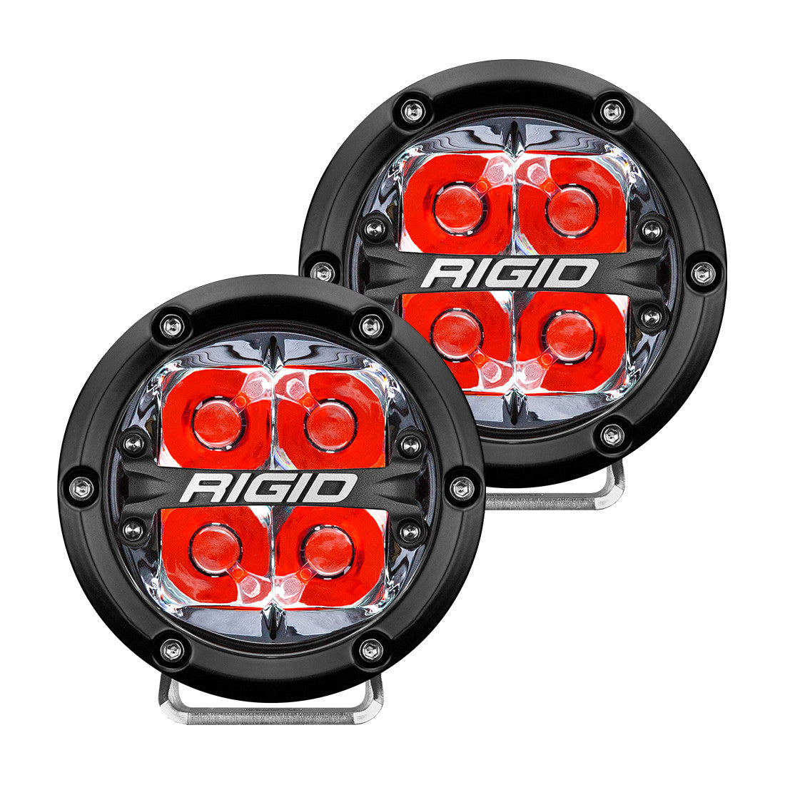 RIGID Industries 360-Series 4 Inch Off-Road LED Light, Spot Beam, Red Backlight, Pair