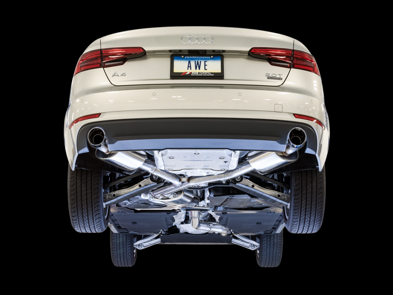 AWE Touring Edition Exhaust for B9 A4, Dual Outlet - Chrome Silver Tips (includes DP)