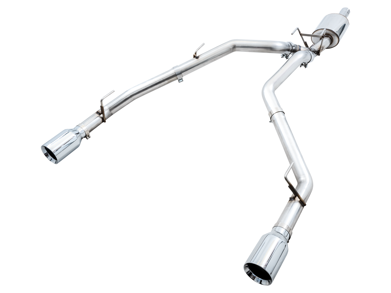 AWE 0FG Dual Rear Exit Catback Exhaust for 4th Gen RAM 1500 5.7L (Without Bumper Cutouts) - Chrome Silver Tips