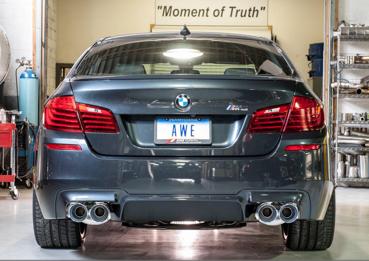 AWE Touring Edition Axle Back Exhaust for BMW F10 M5, Chrome Silver Tips - Apollo Optics