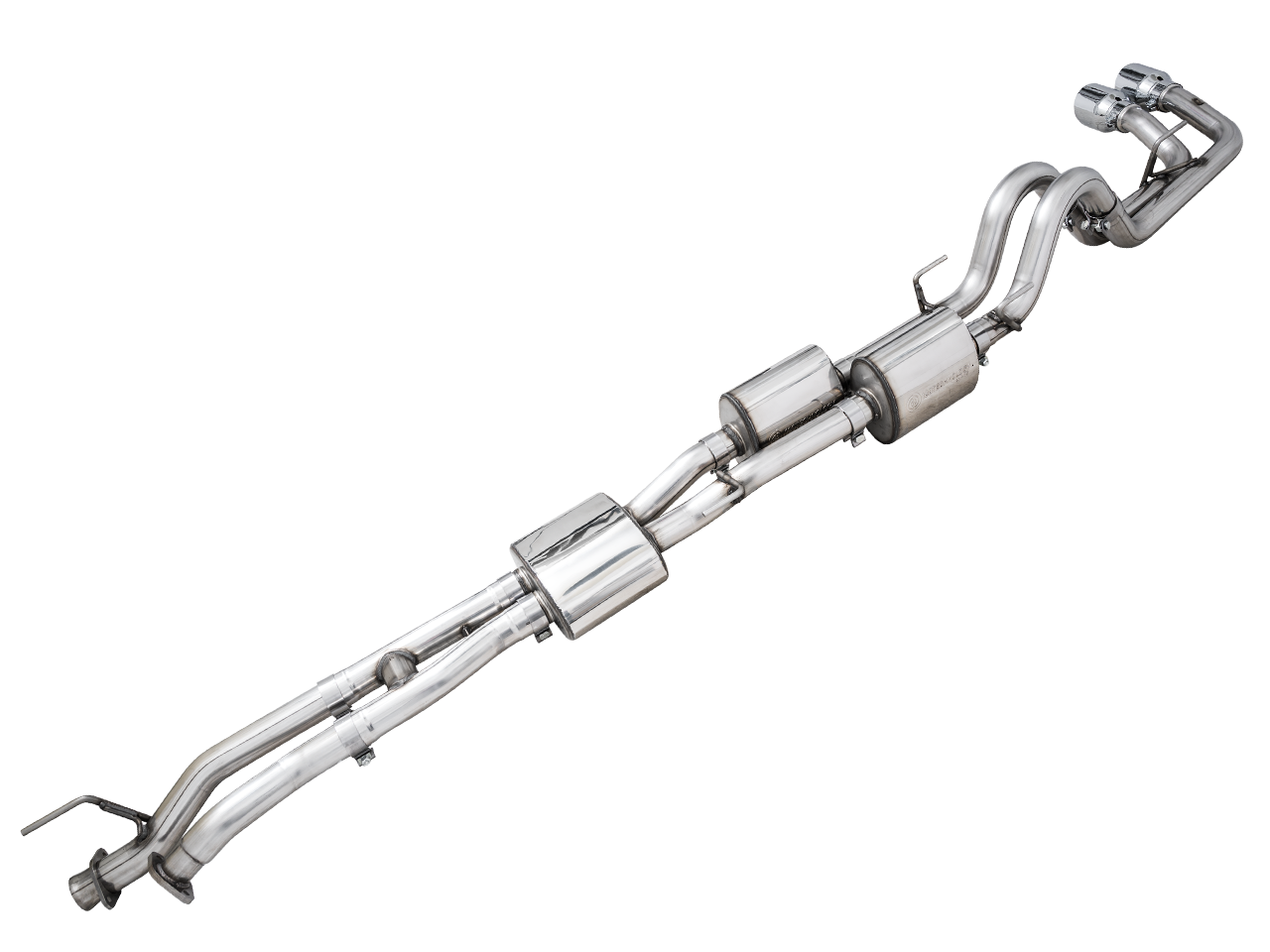 AWE 0FG Exhaust with BashGuard for 3rd Gen Tacoma - Dual Chrome Silver Tips