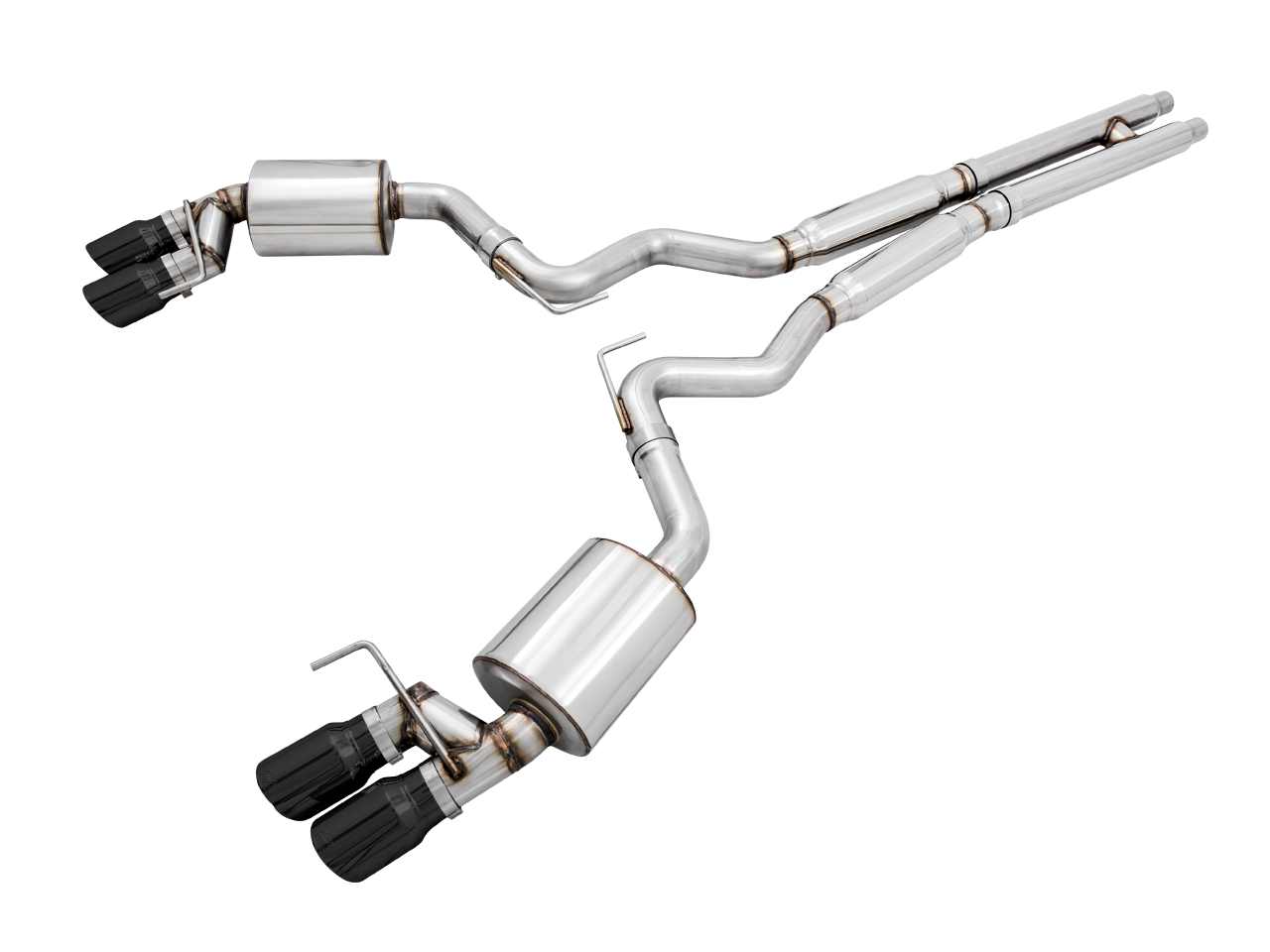 AWE Touring Edition Cat-back Exhaust for the 2018+ Mustang GT - Quad Diamond Black Tips