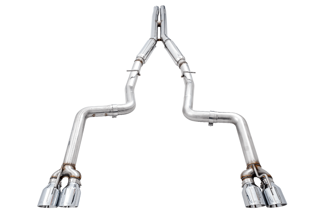 AWE Track Edition Exhaust for 17+ Challenger 5.7 - Chrome Silver Quad Tips - Apollo Optics