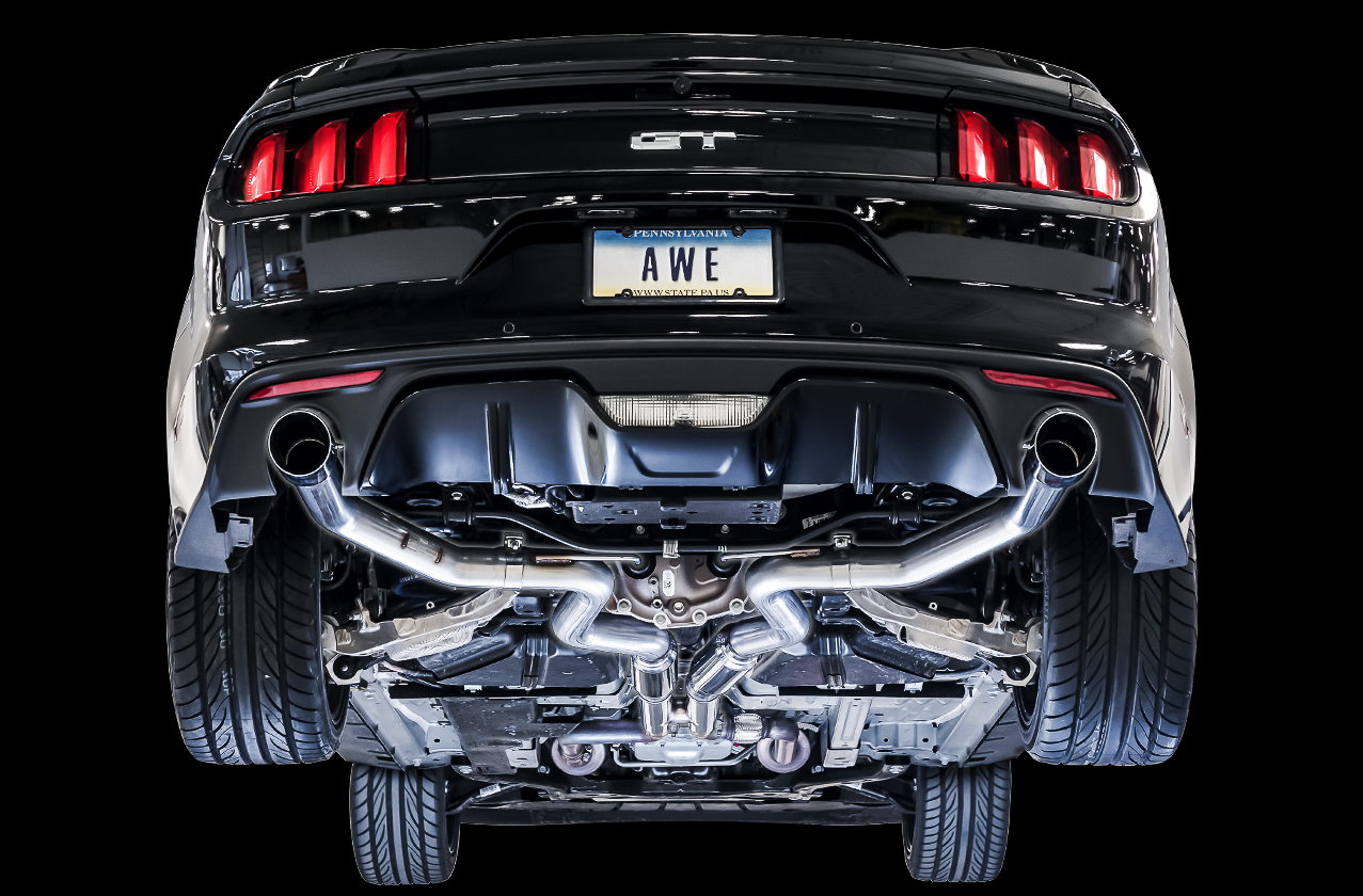 AWE Track Edition Cat-back Exhaust for S550 Mustang GT - Dual Tip - Chrome Silver Tips