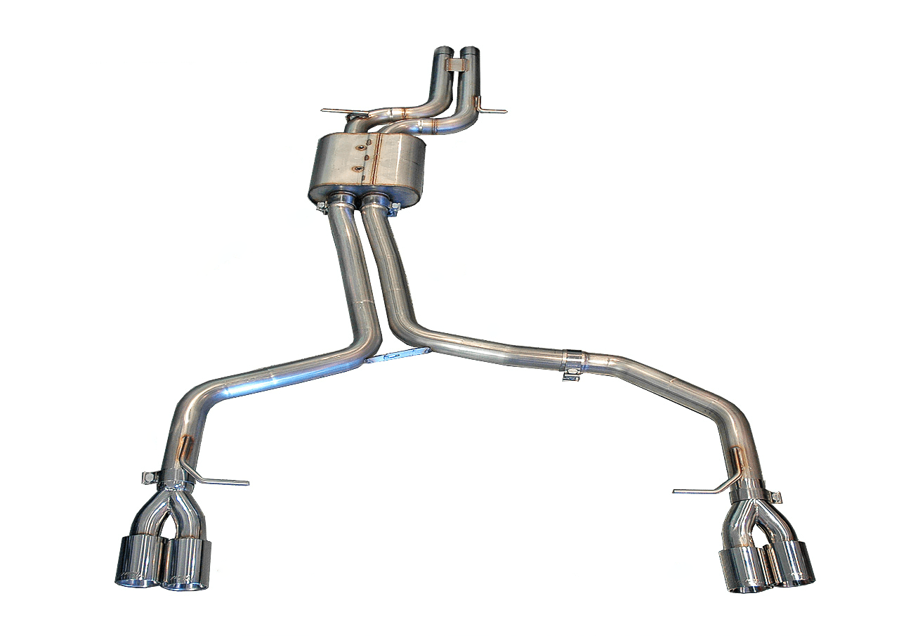AWE Track Edition Exhaust for Audi B8 S4 3.0T - Chrome Silver Tips (90mm) - Apollo Optics