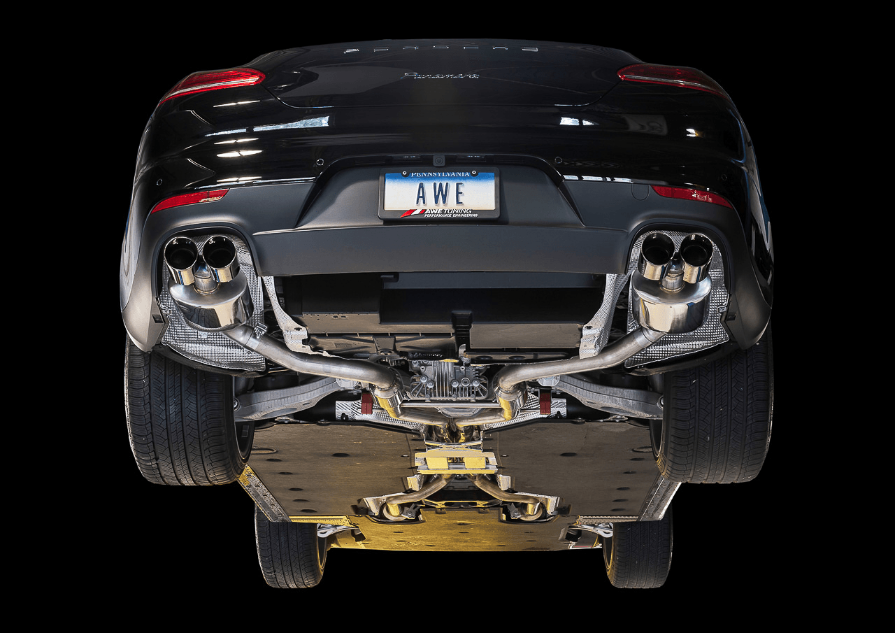 AWE Track Edition Exhaust for 970 Panamera 2-4 (2014+) - With Chrome Silver Tips - Apollo Optics