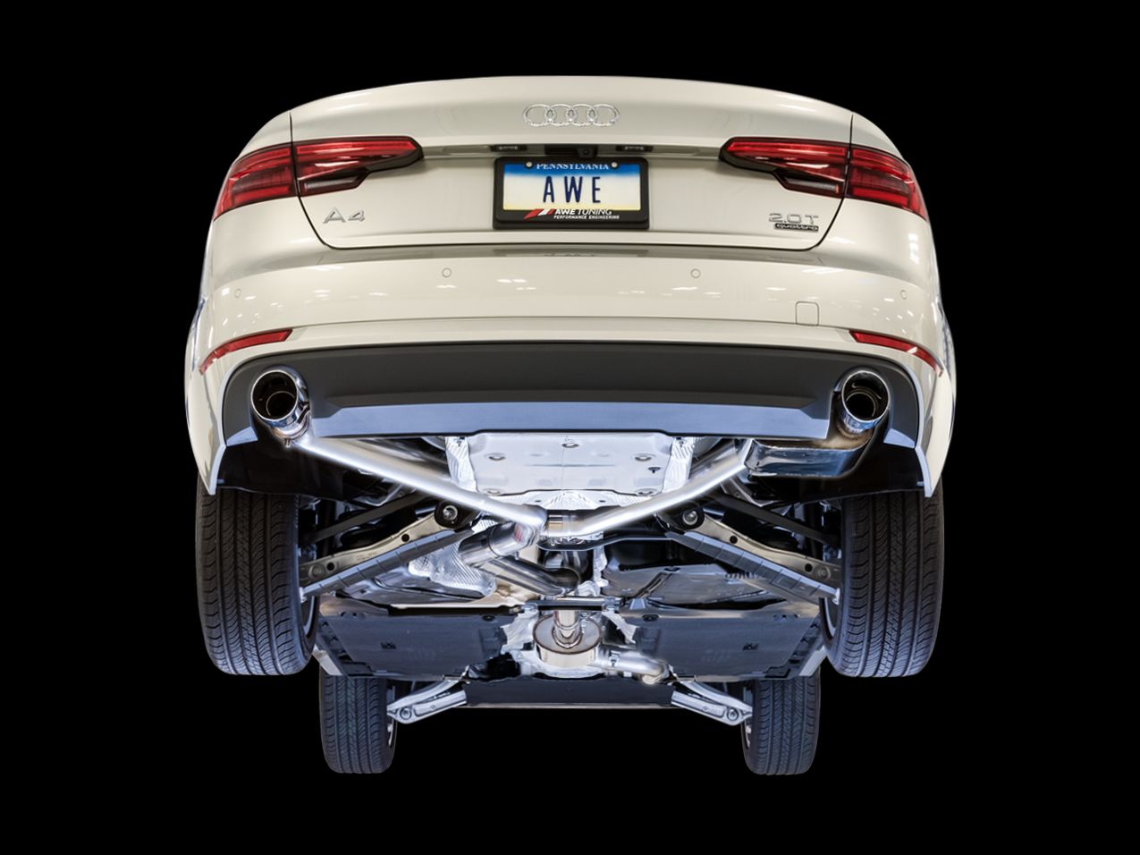 AWE SwitchPath Exhaust for B9 A4, Dual Outlet - Chrome Silver Tips (includes DP and SwitchPath Remote)