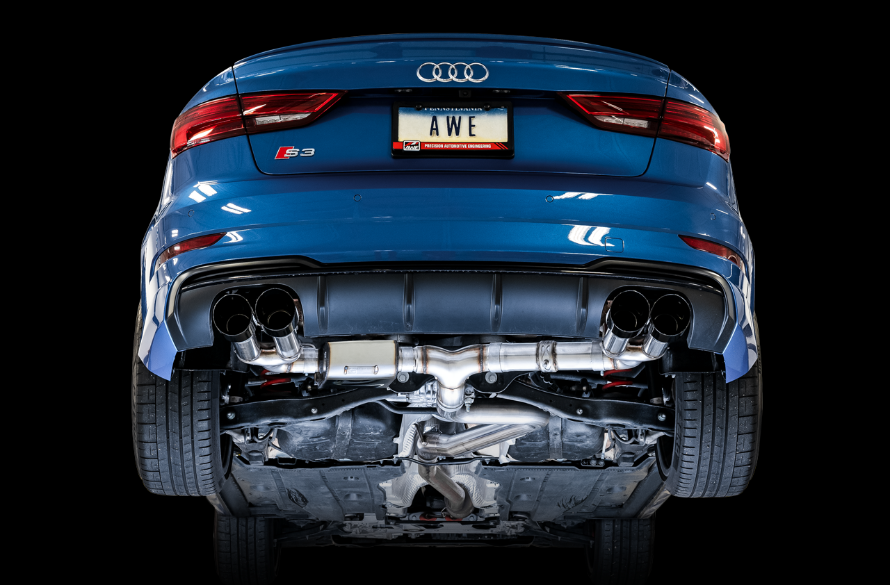 AWE SwitchPath Exhaust for Audi 8V S3 - Diamond Black Tips, 102mm