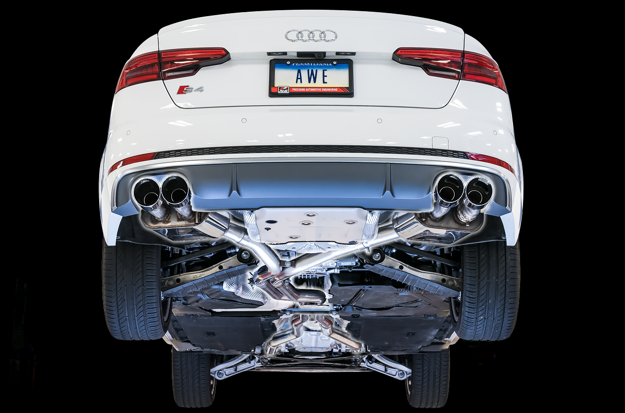 AWE SwitchPath Exhaust for Audi B9 S4 - Non-Resonated - Chrome Silver 102mm Tips