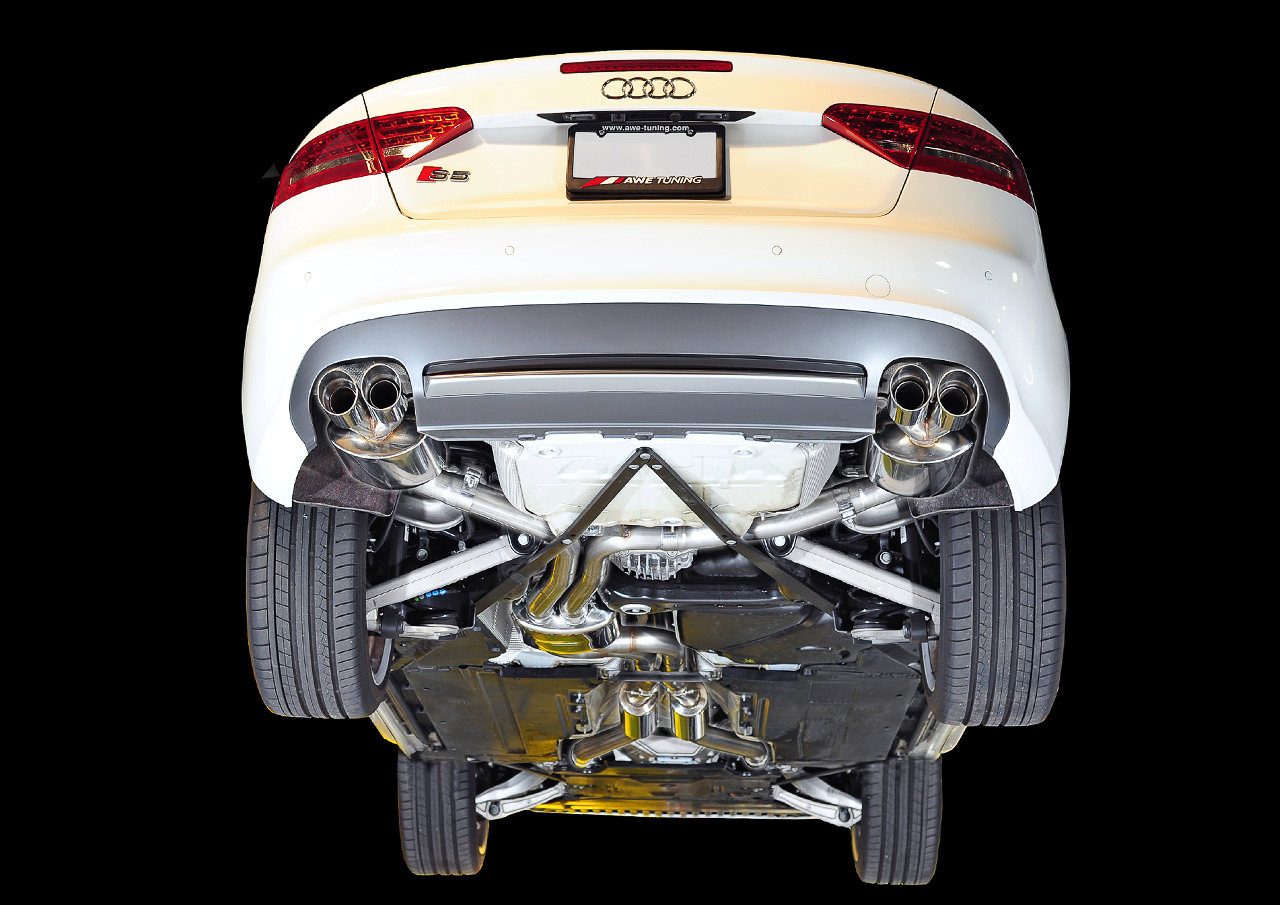 AWE Touring Edition Exhaust System for B8-8.5 S5 Sportback (Exhaust + Non-Resonated Downpipes) - Chrome Silver Tips