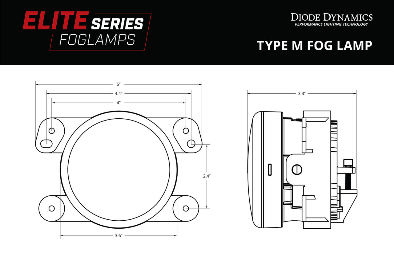 Diode Dynamics Elite Series Fog Lamps for 2018-2022 Jeep JL Wrangler Sahara-Rubicon w- Plastic Bumper Pair Cool White 6000K