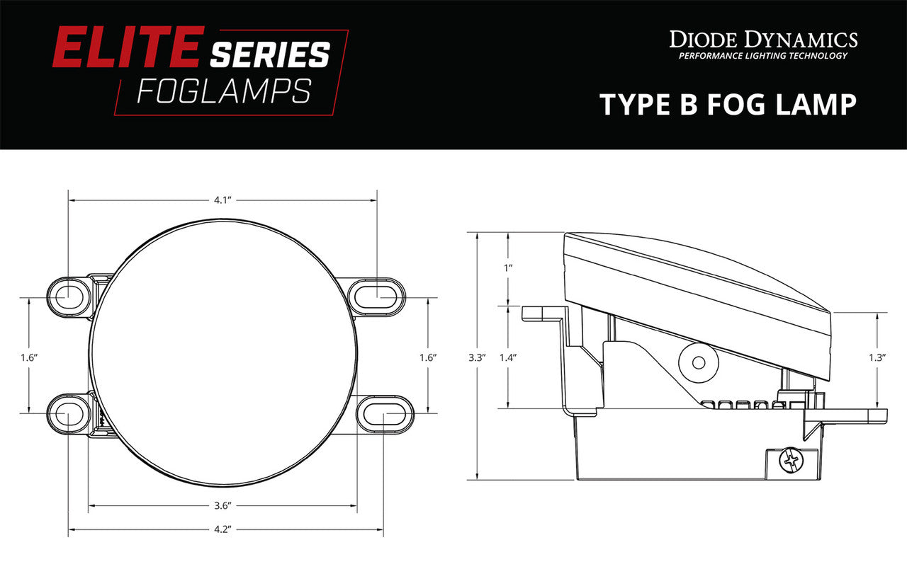 Diode Dynamics Elite Series Fog Lamps for 2014-2022 Toyota Highlander Pair Cool White 6000K