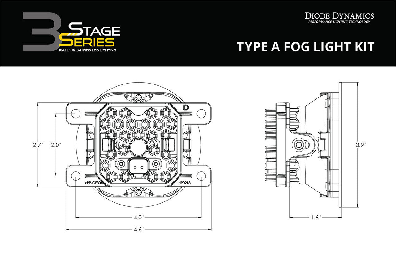Diode Dynamics SS3 LED Fog Light Kit for 2016-2021 Honda Civic, Yellow SAE-DOT Fog Sport