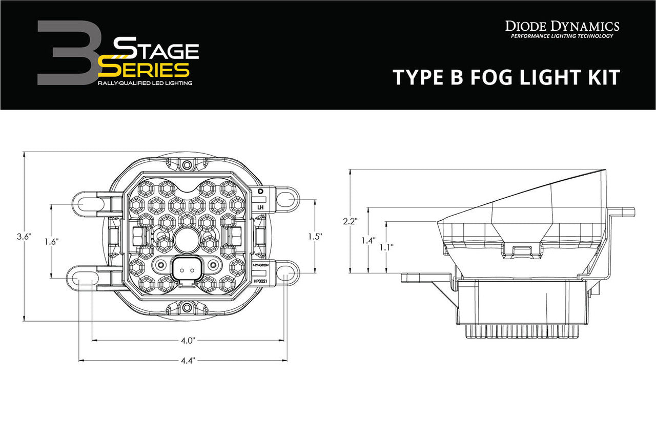Diode Dynamics SS3 LED Fog Light Kit for 2009-2013 Toyota Matrix Yellow SAE-DOT Fog Pro