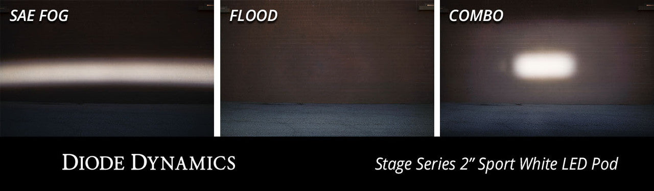 Diode Dynamics Stage Series 2 Inch LED Pod, Pro White Flood Flush WBL Each