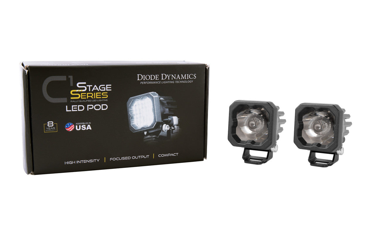 Diode Dynamics Stage Series C1 LED Pod Sport White Flood Standard WBL Pair
