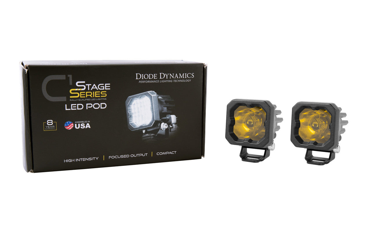 Diode Dynamics Stage Series C1 LED Pod Sport Yellow Flood Standard ABL Pair