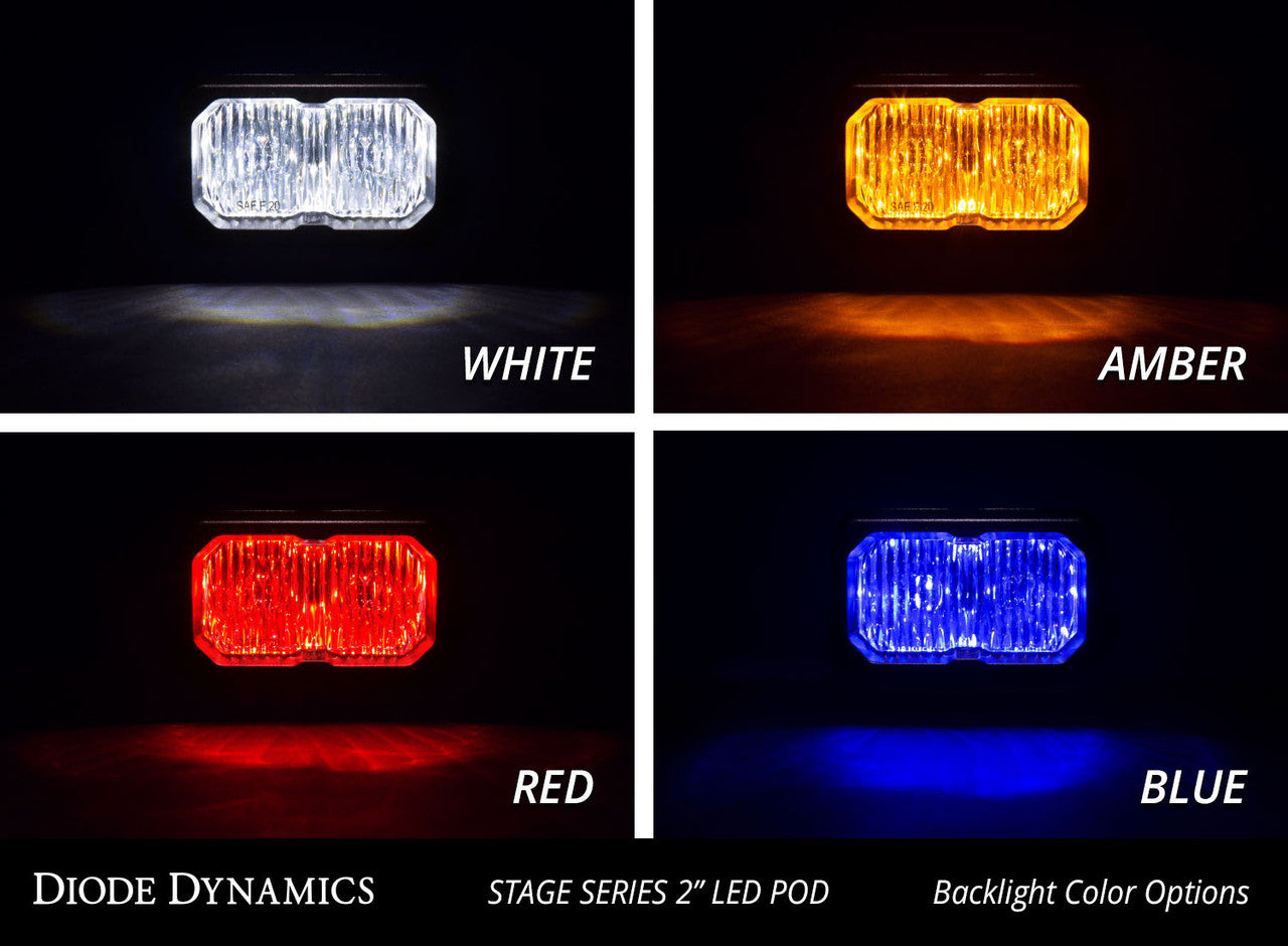Diode Dynamics Stage Series 2in LED Pod Sport White Combo Flush WBL Single