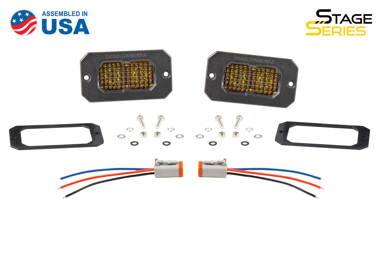 Diode Dynamics Stage Series 2in LED Pod Sport Yellow Combo Flush ABL Pair
