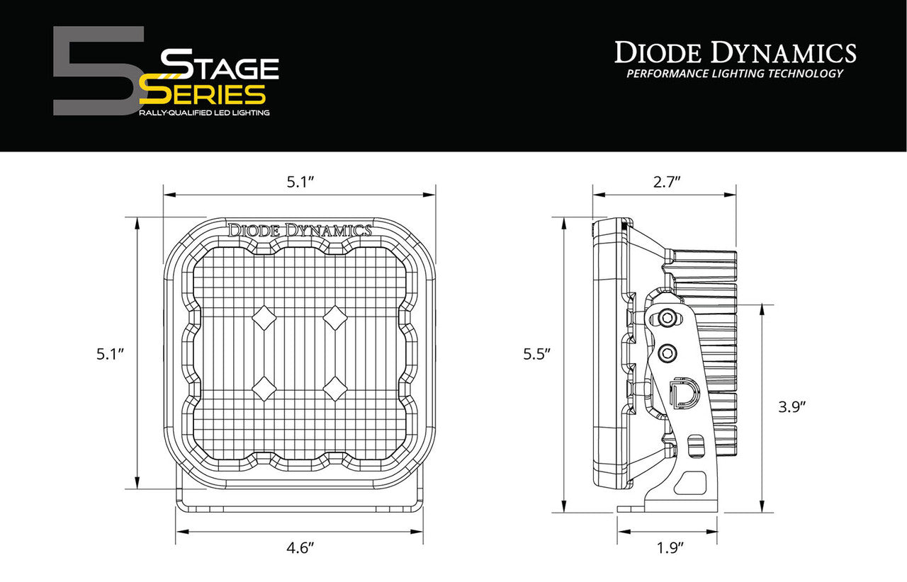 Diode Dynamics SS5 LED Pod Sport White Combo Pair