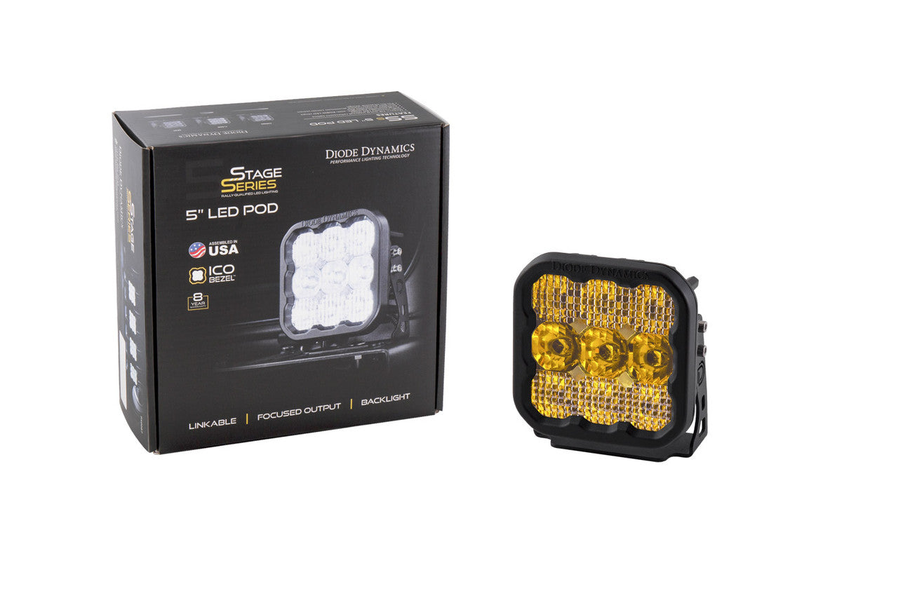 Diode Dynamics SS5 LED Pod Sport Yellow Combo Single