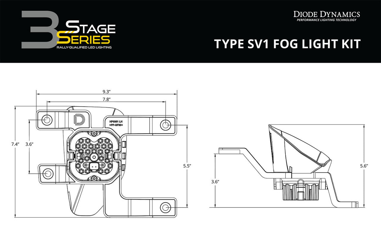 Diode Dynamics SS3 Type SV1 LED Fog Light Kit Max White SAE Fog