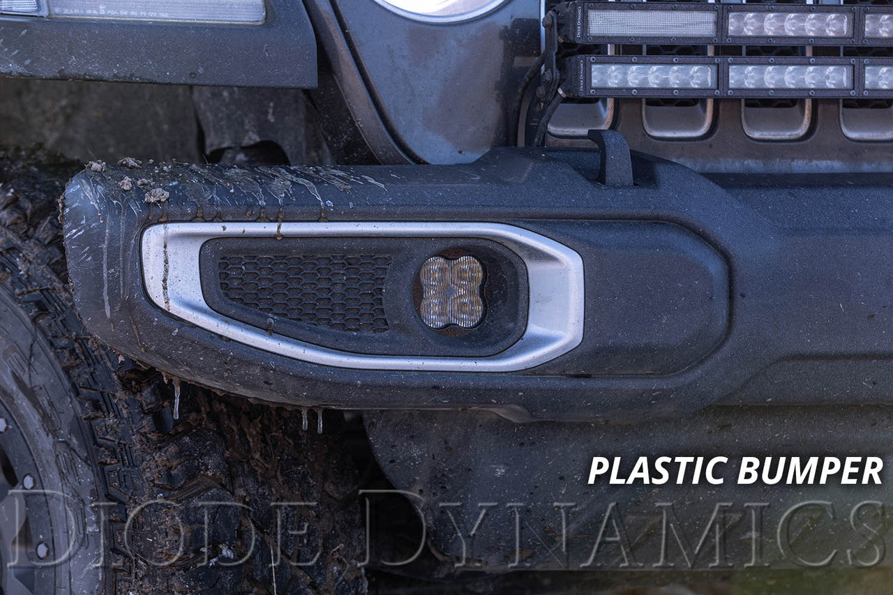 Diode Dynamics SS3 LED Fog Light Kit for 2018-2021 Jeep JL Wrangler White SAE-DOT Driving Sport w- Backlight Type M Bracket Kit
