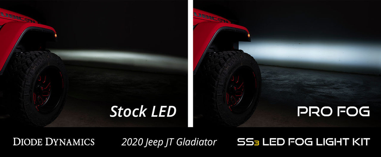 Diode Dynamics SS3 LED Fog Light Kit for 2018-2021 Jeep JL Wrangler White SAE-DOT Driving Pro w- Backlight Type MR Bracket Kit