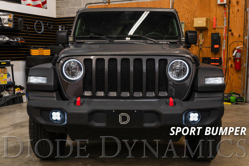 Diode Dynamics SS3 LED Fog Light Kit for 2018-2021 Jeep JL Wrangler White SAE-DOT Driving Pro w- Backlight Type MS Bracket Kit