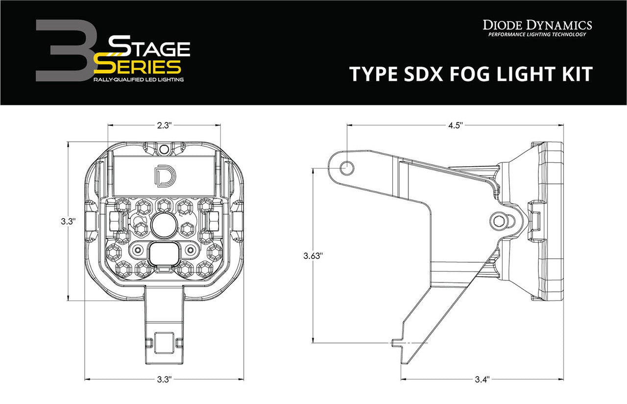 Diode Dynamics SS3 LED Fog Light Kit for 1999-2010 Ford Super Duty F-250-F-350 Yellow SAE-DOT Fog Max w- Backlight
