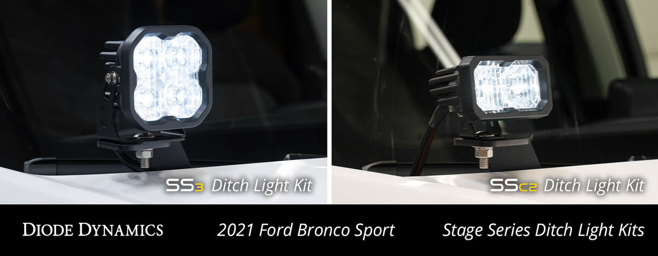Diode Dynamics SS3 LED Ditch Light Kit for 2021 Ford Bronco Sport, Sport White Combo