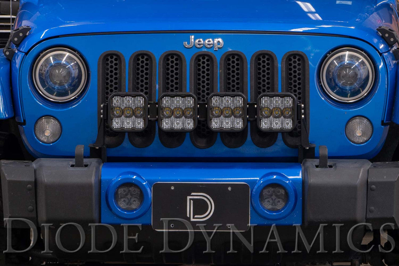 Diode Dynamics Jeep JK SS5 4-Pod CrossLink Grille Lightbar Kit Sport White Combo