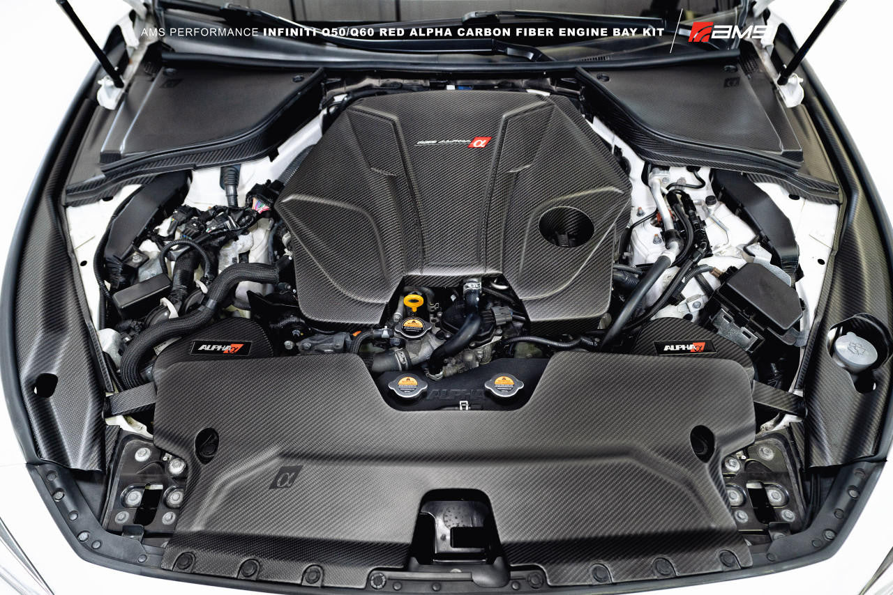  AMS Performance Infiniti Q50 / Q60 Red Alpha Matte Carbon Front Duct ALP.28.06.0002-1 